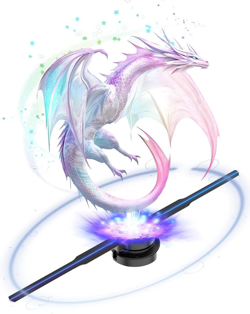 3D Hologram Fan, 18 Inch 3D Holographic Fan 2000*704PX Resolution 352pcs HD LED Beads with Remote/Bluetooth/WIFI, Holographic Video Advertising Projector for Business, Halloween, Party, Bar (45CM, 8G)