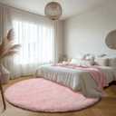 ONASAR Light Pink Round Area Rugs 6ft for Bedroom Living Room, Fluffy Circle Rug for Kids Girls Boys Teen, Soft Plush Shaggy Carpet for Nursery Dorm Classroom Playroom Home Decor Aesthetic