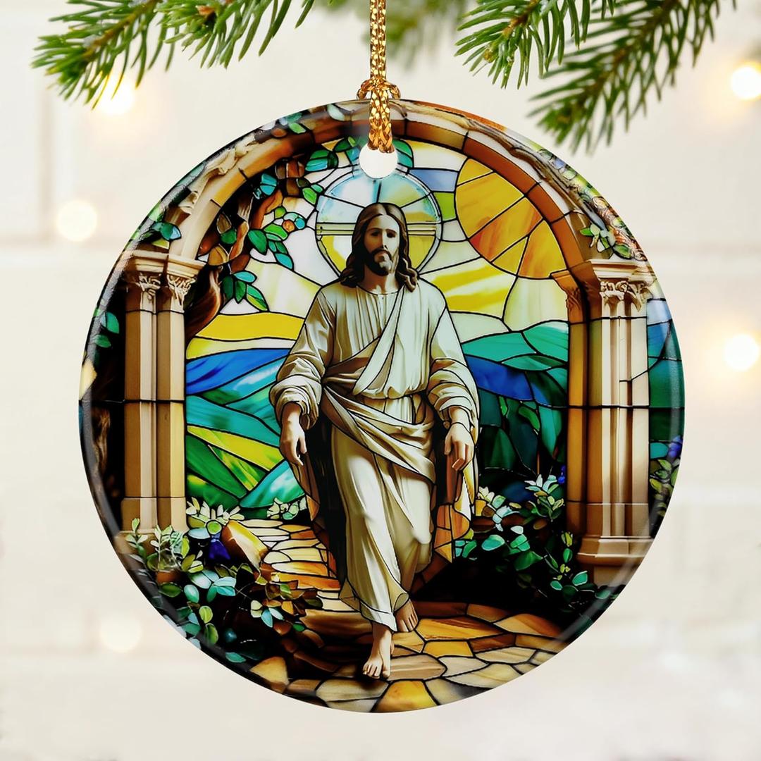 2 x Jesus Ornament | Christian Christmas Ornaments, Religious Christmas Decorations, Hanging Ornaments for Tree | Christian Home Decor | Christian Gift, Religious Gift, Lord Jesus Gifts for Easter