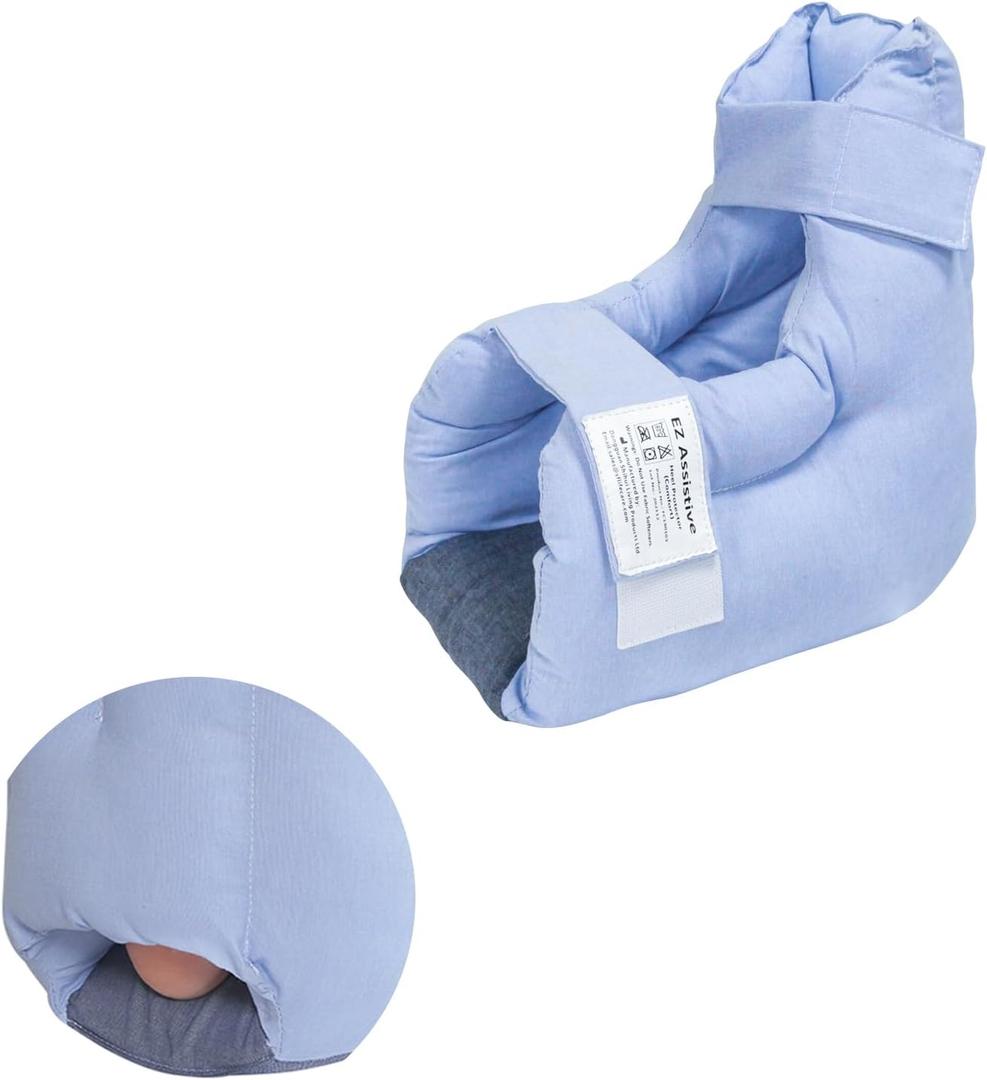 EZ Assitive Heel Protector Sleeves  Open Heel Design for Pressure Relief, Adjustable Straps, Soft & Breathable Fabric, Fits Both Feet (1pc)  Ideal for Bedridden, Elderly & Diabetic Care (Blue)