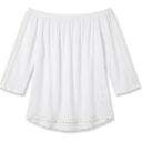 Ammiko 2025 Women's Short Sleeve Tops Frenchy Summer Shirts Lace Crewneck Casual Waffle T-Shirts Knit Jacquard Blouses White Small