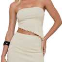 2 Piece Mini Skirt Set for Women Summer Going Out Outfits Asymmetrical Sets (Yellow, S)