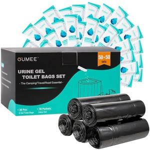 Portable Toilet Bags with Poo Gel Set, 5 Gallon Camping Toilet Bags with Absorbent Gels, Waste Bags, Leak-Proof Trash Bag for Camping Potty, Traveling