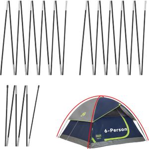 Upgraded 3 PCS Replacement Tent Poles for Coleman 6 Person Sundome Camping Tent, Camping Tent Accessories for Coleman Camping Tent, Pre-Assembled Fiberglass Replacement Pole Set