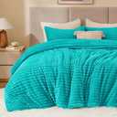 BEDELITE Fleece Queen Comforter Set -Super Soft & Warm Fluffy Teal Bedding, Luxury Fuzzy Heavy Bed Set for Winter with 2 Pillow Cases