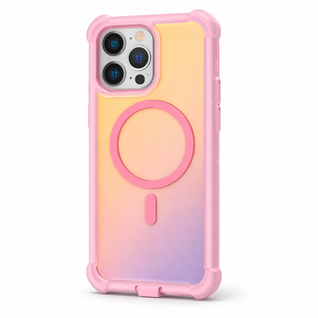Bonoma for iPhone 15 Pro Max Case, Iridescent Back, Magnetic Support for MagSafe Shockproof Cover, Crystal and Corner High-Duty Protection for Girls Women -Pink