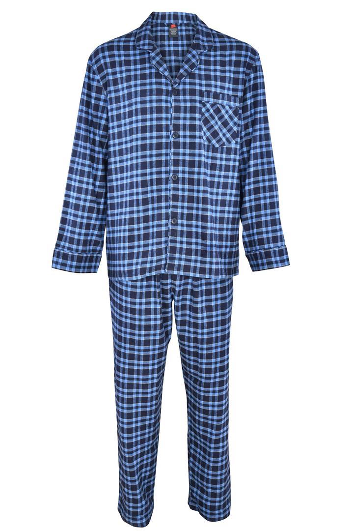 Hanes Men's 100% Cotton Flannel Plaid Pajama Top and Pant Set, Blue, XX-Large
