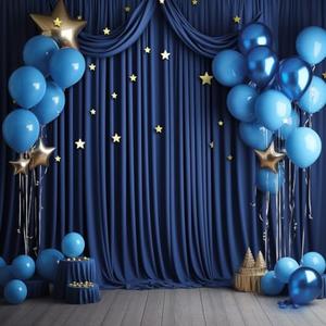 10 ft x 10 ft Wrinkle Free Navy Blue Backdrop Curtains Panel, 5ft x 10ft Silky Polyester Photo Backdrop Drapes for Graduation Baby Shower Wedding Birthday Parties Photography Background