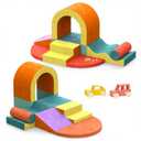 Yaofala Foam Climbing Blocks with Foldable Tent,10 PCS Soft Play Set for Toddlers 1-3, Colorful Toddler Climbing Toys Indoor, Flexible Crawling Foam Blocks