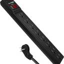 Digital Energy 25 FT 8 Outlet Surge Protector Power Strip - 15 AMP, 1875 W, 125 V, 350 J Surge Protection, ETL Listed - Flat Plug, Black