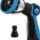Garden Hose Nozzle Spray Nozzle,10 Hose Metal Duty Watering Patterns Thumb Control On Off Valve, High Pressure Nozzle Sprayer for Watering Plants, Car Wash,Cleaning,Showering Pets Blue