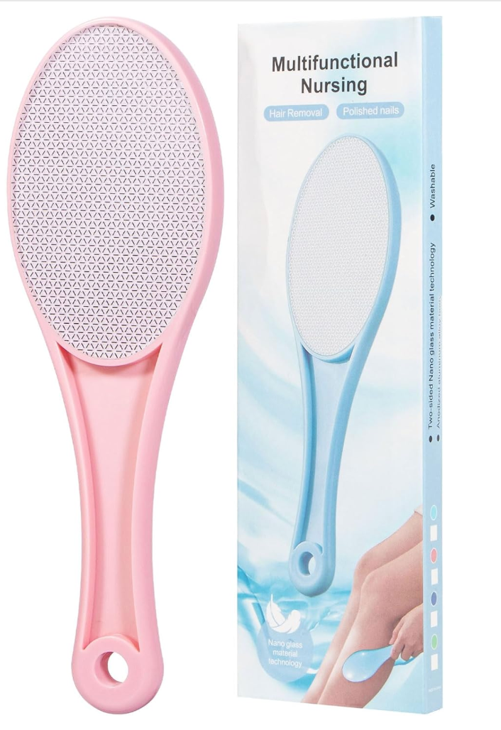  Nano Glass Foot File Callus Remover, Beomeen Hard and Dead Skin Remover for Feet, Double Sided Foot Scrubber Pedicure Tool, Hair Eraser for Softer & Smoother Feet, Random Black/White Glass