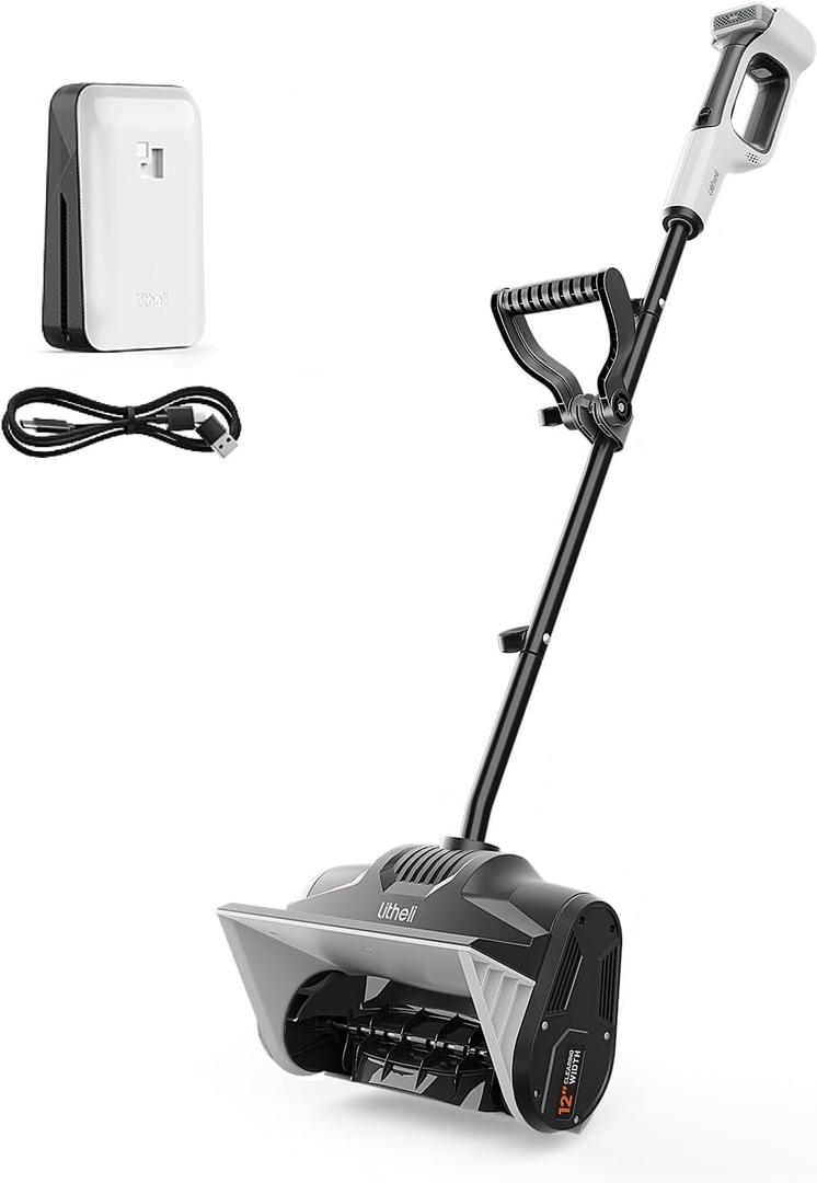 Litheli Cordless Snow Shovel 20V, Brushless Lightweight Electric Power Shovel for Snow Removal, Includes 4.0 Ah Battery, Easy to Use Snow Blower for Driveways, Sidewalks, Decks & Patios