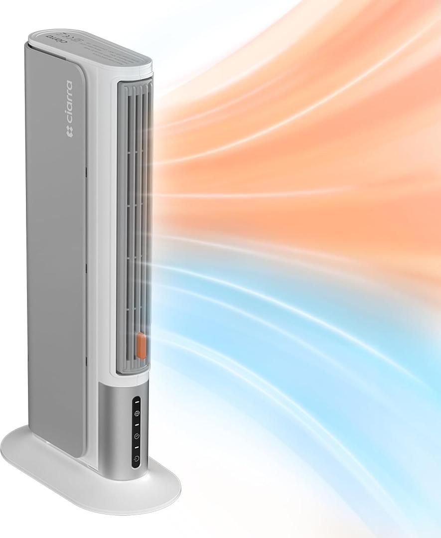 CIARRA Portable Fan and Heater Combo, Electric Space Heater with Timer for Indoor Use, Small Desk Heaters for Office Bedroom Bathroom Living Room RV, PTC Fast Heating, Safety Protection