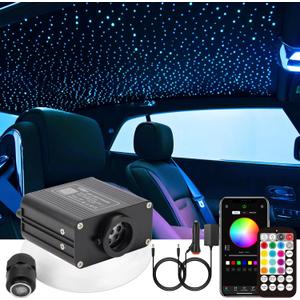 CHINLY Twinkle 650pcs 9.8ft 0.03in Starlight Headliner Fiber Optic Lights kit, Music Mode Bluetooth APP Control Remote, RGBW Star roof Lights for Star Headliner/Home Theater/Pool Ceiling