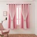 Girls Curtains for Living Room Bedroom Curtains Double Layer Blackout Curtain 63 Inch Length Star Cut Out Pink Curtain Window Drapes for Nursery 1 Panel (W52 X L63 InchesPink)