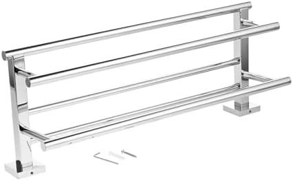 Self-Adhesive Wall-Mounted Towel Rack, 304 Stainless Steel Double Towel Rail Holder, Bathroom Accessory