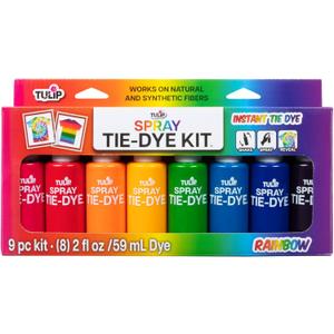 Tulip Instant Spray Tie-Dye Kit 8 Pack, No Heat Set Required, Fast and Easy on All Fabrics, 8 Rainbow Colors