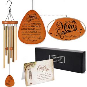 Mother's Day Wind Chimes for Mom, 28 Inches Outdoor Indoor Gift with Mute Option, Birthday Present from Daughter or Son, Hanging Decor for Patio Porch Balcony Yard, Mothers Day Items Gift for Mother