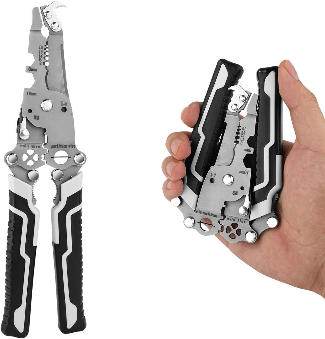 18 in 1 Foldable Wire Stripper, Foldable Multifunctional Wire Stripper Wire Stripping Pliers Wire Stripper Crimper Wire Crimping Tool for Electricians Home Construction DIY Crafts