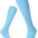 FITRELL 2/3 Pack Soccer Socks Baseball Softball For Youth Kids Boys Girls, Over-The-Calf Football Socks for Adult Men Women,Light Blue/Columbia Blue, Small