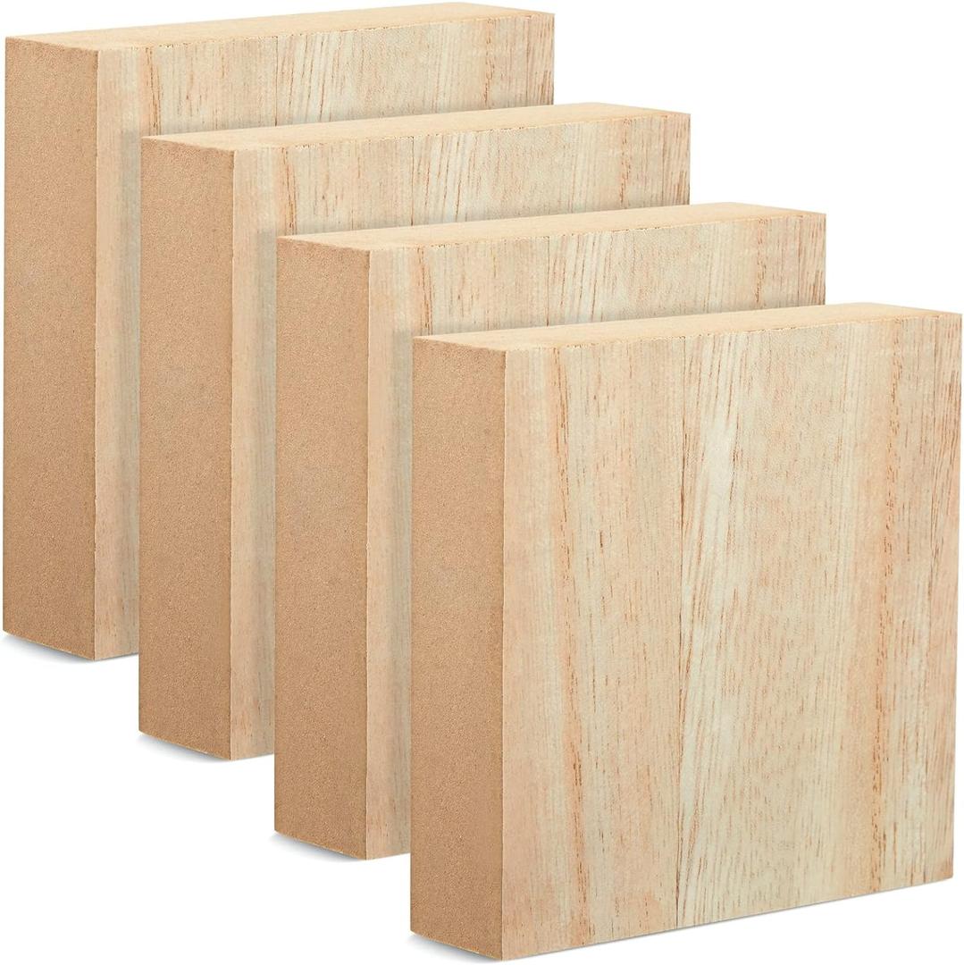 Bright Creations Wood Blocks for Crafts - Craft Wood Squares - Blank Wooden Blocks for Painting & Carving - 4x4 in, 1 in Thick, Pack of 4
