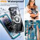 Temdan Magnetic for iPhone 14 Pro Case Waterproof,Built-in Screen Protector[IP68 Underwater][Upgrade Military Dropproof][Compatible with MagSafe] Full Body Shockproof for Phone Case 6.1'' - Blue