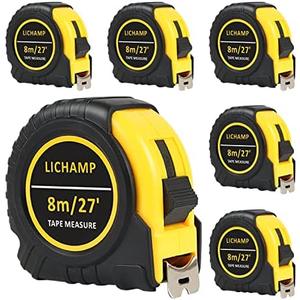 Lichamp 27FT/8M SAE and Metric Tape Measure 2 Pack, Retractable and Easy Read Measuring Tape Bulk Set, Min 1/8 inch Fraction and 1mm Scale
