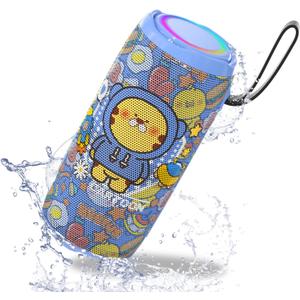 Portable Bluetooth Speaker with Lights, IPX5 Waterproof, Stereo Sound Loud, Small Wireless Speaker , TWS Pairing, BT5.320H Long Playtime, for Home/Party/Beach/ Outdoor, White Elephant Gifts (Blue)