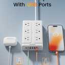 Surge Protector Power Strip - 12 Outlets(1850W/15A/14AWG) 6 USB Ports2 USB C, 6FT Flat Plug Extension Cord, Wall Mount Multi Plug Outlet Extender, ETL Listed for Home, Dorm Room