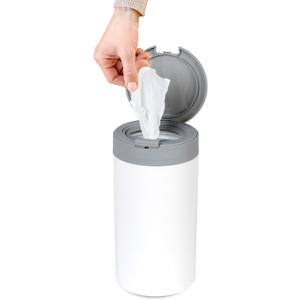 Disinfecting Wipes Dispenser - Push Button Decorative Holder for Standard Cleaning Wipes Container, Use in Kitchen Countertop, Bathroom, Classroom (White)