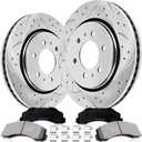 Front Drilled and Slotted Brake Pads and Rotors Kit Ceramic Automotive Replacement Brake Kits Vented 13.78 Inch Compatible for Ford F150 2010-2020 Expedition Navigator 2007-2021 (14 Pcs)