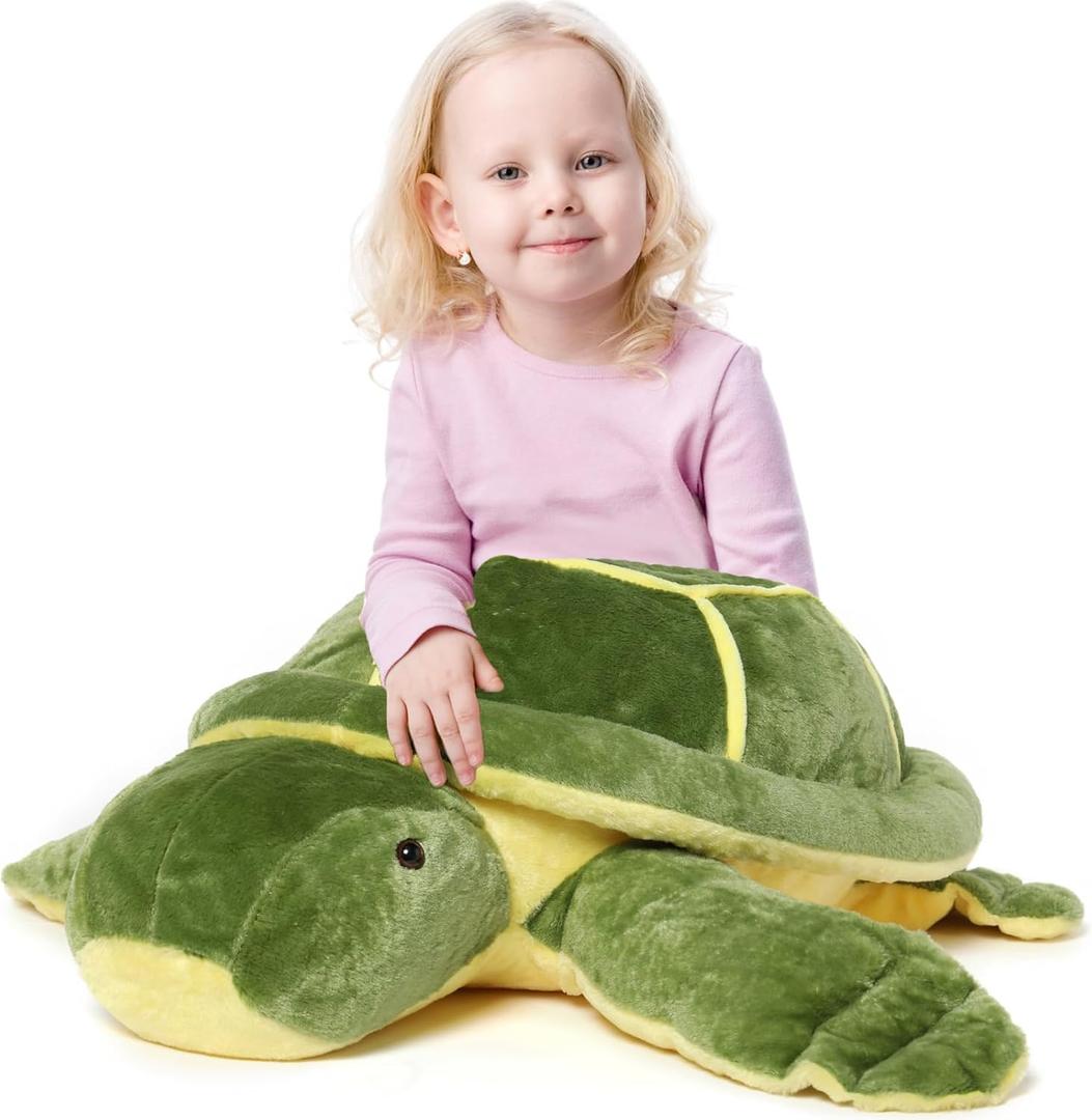 MorisMos Giant Turtle Stuffed Animal 33 inch, Green Stuffed Turtle Plush Toy for Kids Children Boys Girls on Birthday