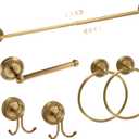 6 Pcs Antique Brass Gold Bathroom Accessories Set 15.7"-26.7" Solid Brass Towel Bar, Towel Ring, Toilet Paper Holder, Robe Hook, Wall Mounted Vintage Bath Hardware Fixture Set