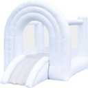 Magic Rainbow Bounce House, White Bounce House with Slide, Blower Included, Kids Bouncy Castle Indoor Outdoor, 8 L x 6 W x 6.7 H ft, Dreamy Play Space for Kids