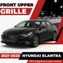 HECASA Front Grille Compatible with 2021-2023 Hyundai Elantra w/o Adaptive Cruise Control Bumper Grill Plastic Painted Black