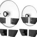 Niceyos Universal Adjustable Pot Lid Organizer for Cabinet - Upgraded Patented Set of 4 Pan Lids Organizers Inside Cabinet Door Wall Mount Pots Top Holder for Kitchen Cupboard, Fits 6" to 14" (Black)
