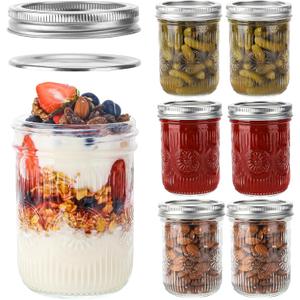 16 oz Wide Mouth Jars - 6Pack Canning Jars with Metal Lids and Bands, 16 ounce Pickling Glass Jars for Fermenting, Pickling, Meal Prep, Overnight Oats, Jam, Jelly, DIY Projects