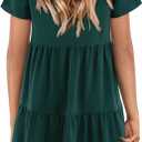 Amoretu Women Summer Tunic Dress V Neck Short Sleeve Casual Loose Flowy Swing Shift Dresses (M)