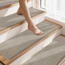 COSY HOMEER Stair Treads Non-Slip Carpet Stair Treads for Wooden Steps, Indoor Stair-Runner Rugs for Kids Elders & Pets 28"x9" (15Pc, Beige)