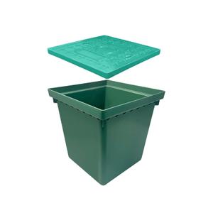 16x16x16in Underground Splice Boxes with Fiberglass Solid Cover,In Ground Pull Box Deep Enclosure Distribution Pit Electrical Junction Boxes Drillable Precast Tapered Pit for Cable Wiring
