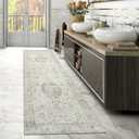 LIVEBOX Washable 2.5x8 Runner Rugs for Entryway Bathroom, Boho Kitchen Floor Mats Long Rug Runners for Hallways Non Slip, Farmhouse Low-Pile Carpet Runners for Laundry Room, Taupe