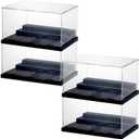 RHBLME Acrylic Display Case for Minifigure Action Figures Blocks (Black - 4 Pack)