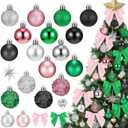 Simgoing 108 Pcs Witch Theme Christmas Ball Ornament Pink Green Christmas Decor Include Hanging Balls Pink Green Bows and Hanging Crystals Acrylic for Witch Holiday Decor Wizard Party Supplies