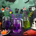 24 PCS Reusable Straws for Halloween Theme Party Birthday Decorations with 2 PCS Cleaning Brushes (Halloween Pumpkin)