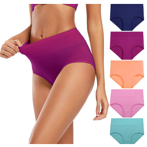 Molasus Women's Cotton Underwear High Waisted Full Coverage Ladies Panties (Regular & Plus Size) M Size