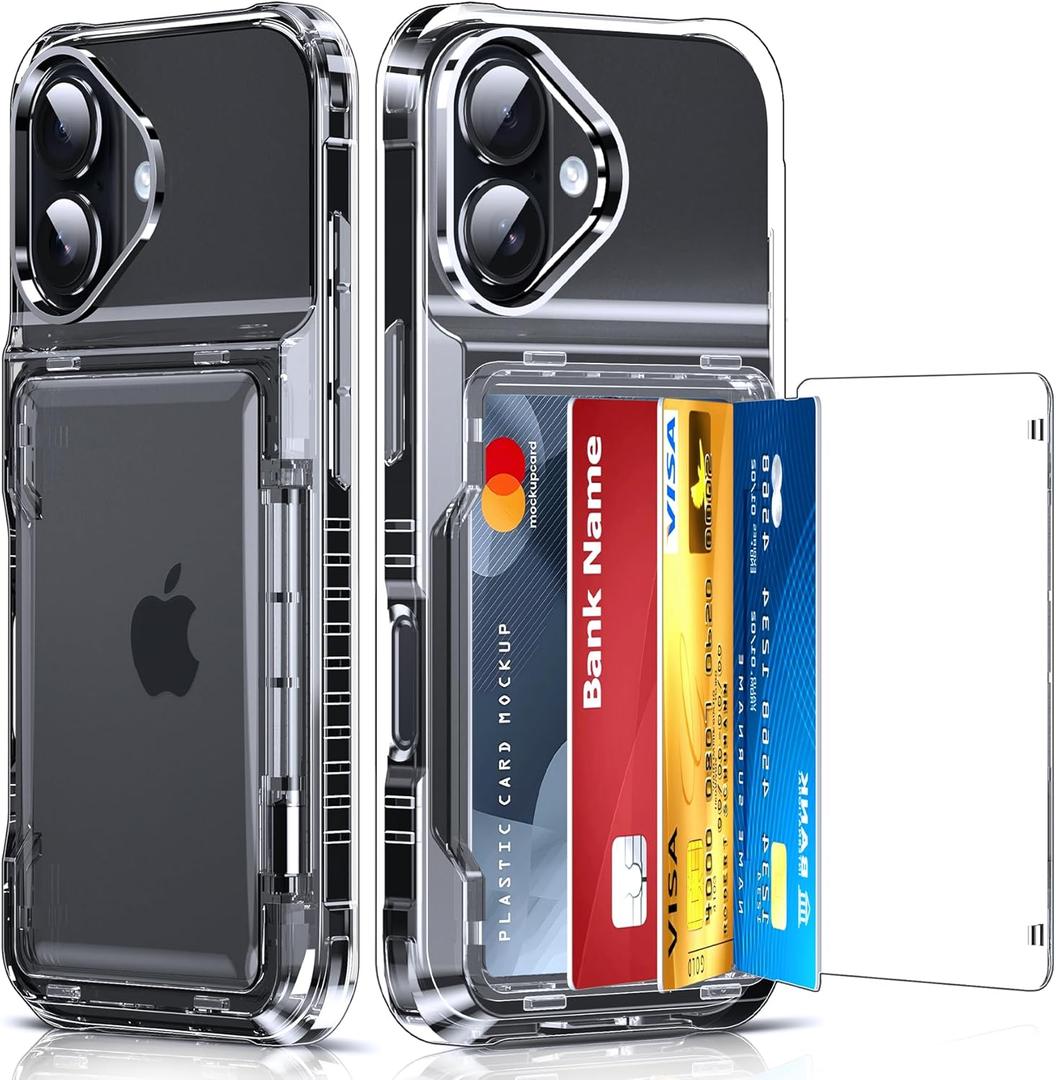 LeYi for iPhone-17 Case Wallet Clear: i Phone iphone17 Cases with Card Holder Protective iohone 17case Cover Women Funda para Heavy Duty Military Grade Men Active Lifestyle Daily Carry, Transparent