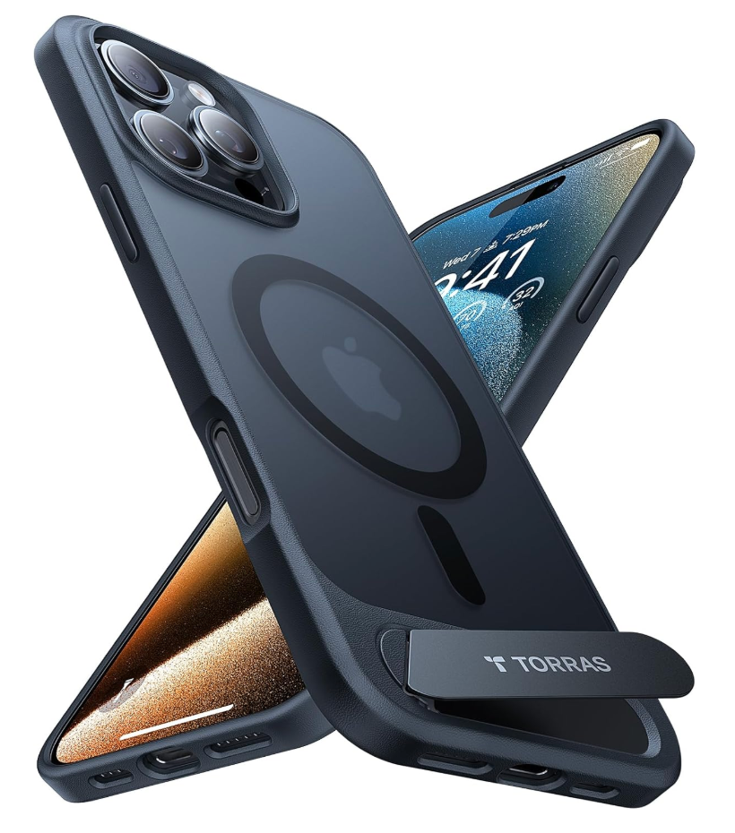 TORRAS Strong Magnetic & Seamless Stand for iPhone 16 Pro Case, [18N Mighty Magnetic] [12FT MilGrade Drop Tested] [Fit for MagSafe] Kickstand Protective Slim Phone Case for iPhone 16 Pro 6.3", Black