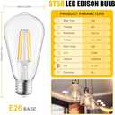 Brightown 6 Pack LED Edison Light Bulbs, 6W, Equivalent 60W, High Bright 2700K Warm White,750 Lumens, Non-Dimmable, E26 Base ST58 Antique Filament Bulbs with 80+ CRI for Ceiling Fan Bathroom Porch