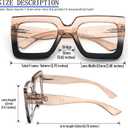 REAVEE 3 Pack Oversized Reading Glasses for Women Large Frame Extra Wide, Blue Light Blocking Stylish Thick Square Readers